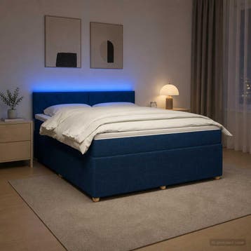 vidaXL Boxspringbed met matras met hoofdeinde Blauw 160 x, Verzenden, Nieuw