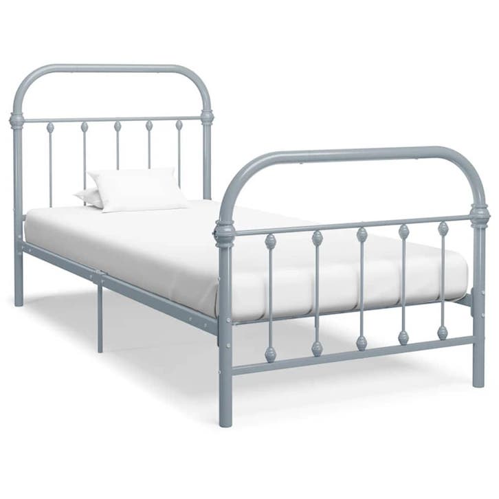vidaXL Bedframe metaal grijs 90x200 cm, Maison & Meubles, Chambre à coucher | Lits, Envoi