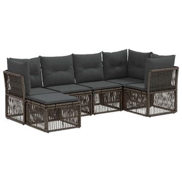 vidaXL Tuinbank Set 6 pcs Grijs poly rattan, Verzenden