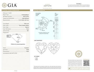 1 pcs Diamant (Natuurlijk gekleurd) - 0.50 ct - Hart - Fancy, Nieuw