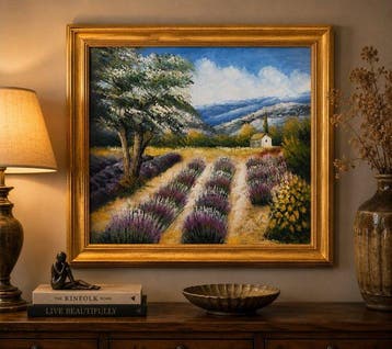 P. Brusson (XXI) - Lavender Fields in Provence by the Lake