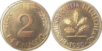 Duitsland 2 Pfennig 1950 J Pp J 381 Proof, Verzenden