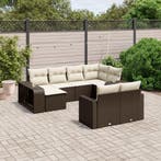 vidaXL 10-delige Loungeset met kussens poly rattan bruin, Verzenden, Loungeset