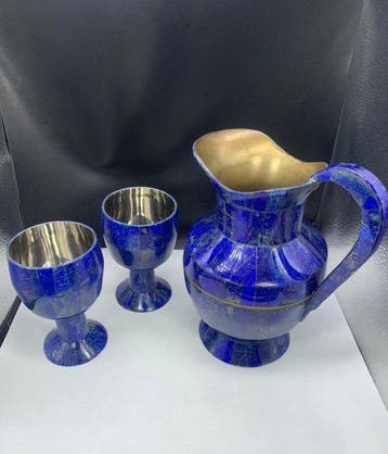 Luxe lapis lazuli mozaïek Set met een kan en twee kelken -