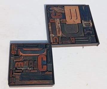 Drukblokken (2) - 2 samenstellingen van oude typografische