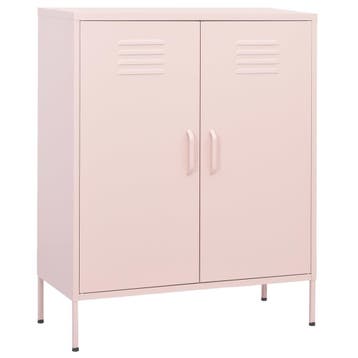 vidaXL Opbergkast 80x35x101,5 cm staal roze, Verzenden