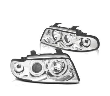 Phares Pour Audi A4 B5 94-99 Angel Eyes Ccfl Fond Chromé, Verzenden