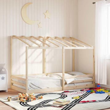 vidaXL Kinderbed met bedhuis 90x200 cm massief grenenhout, Verzenden