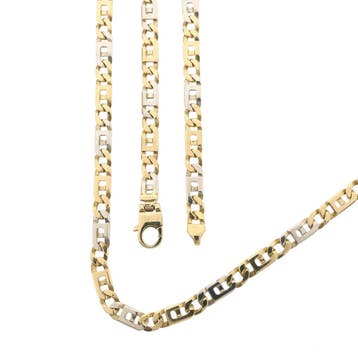 Bicolor gouden marine schakelketting, Handtassen en Accessoires, Kettingen, Ophalen of Verzenden, Gebruikt, Goud, Goud