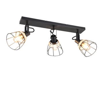 Trio JEROME plafondspot | E27 Fitting | mat zwart met natuur, Verzenden