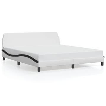 Bedframe zwart/wit | Tweede kansje | 35% korting, OP=OP, Overige materialen, Overige kleuren, Verzenden, Modern golvend ontwerp