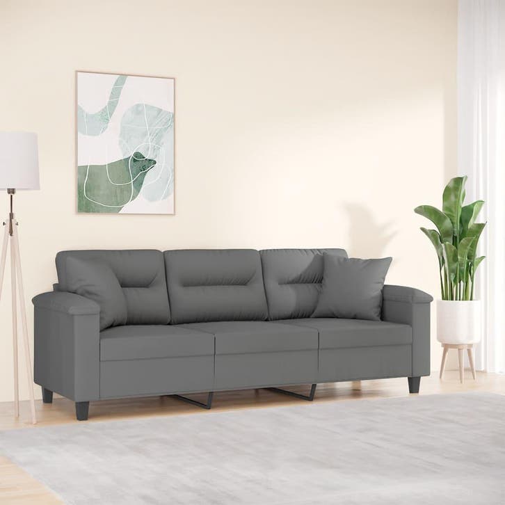 vidaXL Driezitsbank met kussens 180 cm microvezelstof, Huis en Inrichting, Zetels | Zetels, Nieuw, Verzenden