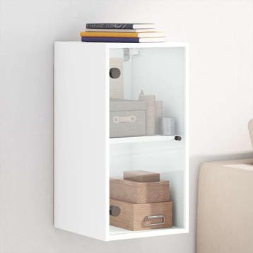 vidaXL Wandkast met glazen deuren 35x37x68,5 cm wit, Verzenden