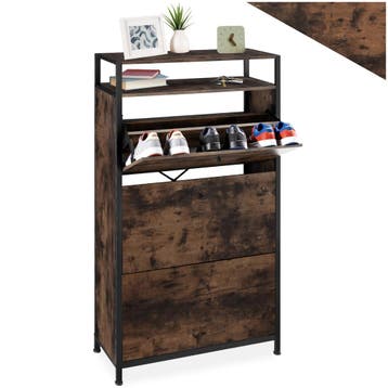 Schoenenkast - Industrieel hout donker, rustiek, 61 cm, Verzenden, Nieuw