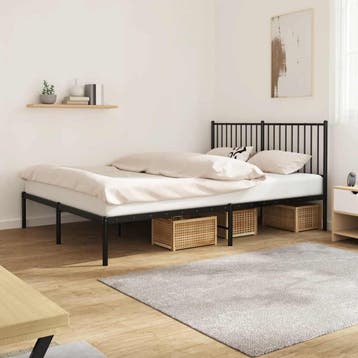 vidaXL Bedframe met hoofdbord metaal zwart 160x200 cm, Verzenden, Nieuw
