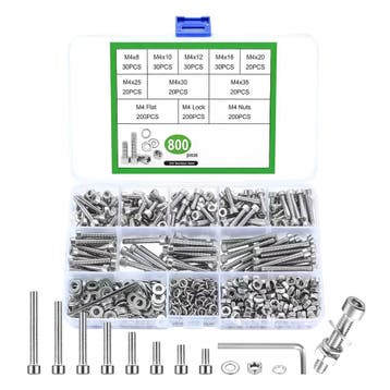 Assortiment M4 roestvrijstalen inbusbouten, 800 stuks, Verzenden, Nieuw