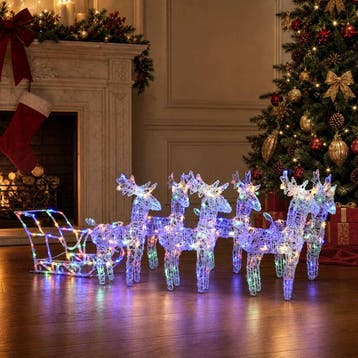 vidaXL Kerstversiering rendieren en slee 320 LEDs acryl, Diversen, Verzenden, Nieuw