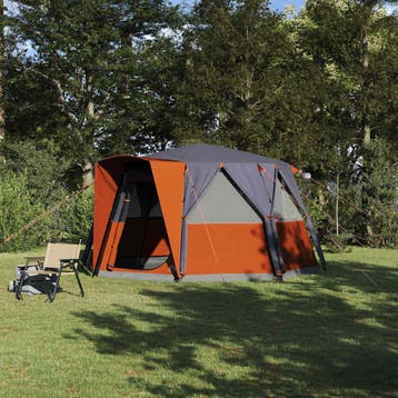 vidaXL Cabine Tent 6-Persoon Grijs en Oranje 425 x 396 x 222, Verzenden