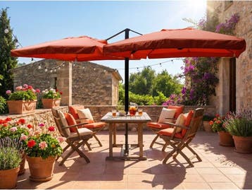 Veiling - Dubbel hangende parasol oranje 2 * 300x300 cm