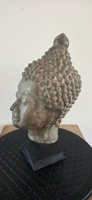 Boeddha-hoofd - Brons, Hout - Thailand - 21e eeuw