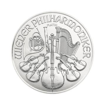 1 troy ounce platina Philharmoniker munt, Postzegels en Munten