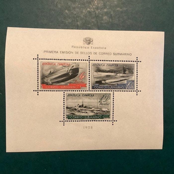 Spanje 1938 - Blok Duikboten - Edifil 781, Timbres & Monnaies, Timbres | Europe | Espagne