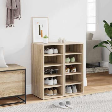vidaXL Schoenenkasten 2 st 31,5x35x70 cm hout sonoma, Verzenden, Nieuw