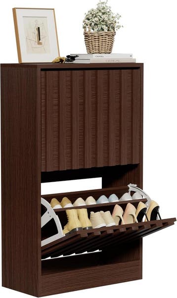 Schoenenkast - Schoenenrek - 52x24x86,5 cm - Bruin - UEV, Huis en Inrichting, Verzenden, Nieuw