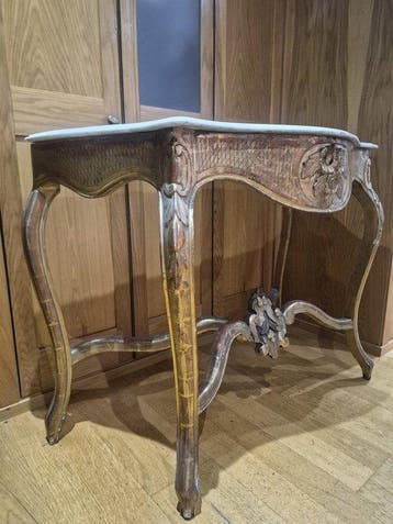 19th-Century French Louis XV Style Console Table with Carved
