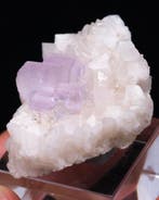(ESTHETISCH) ROZE FLUORIET op QUARTZ - Hoogte: 2.8 cm -, Collections, Minéraux & Fossiles