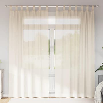 vidaXL Gordijnen voile met Tab Top 2 st crèmekleurig, Huis en Inrichting, Stoffering | Gordijnen en Lamellen, Verzenden, Nieuw