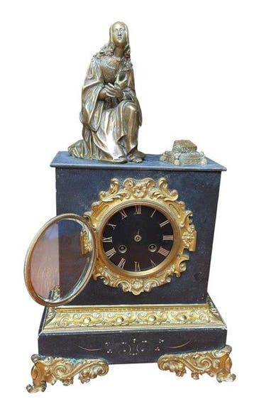 Figurale pendule - Japy Freres & Cie - Antiek Marmer, Brons,