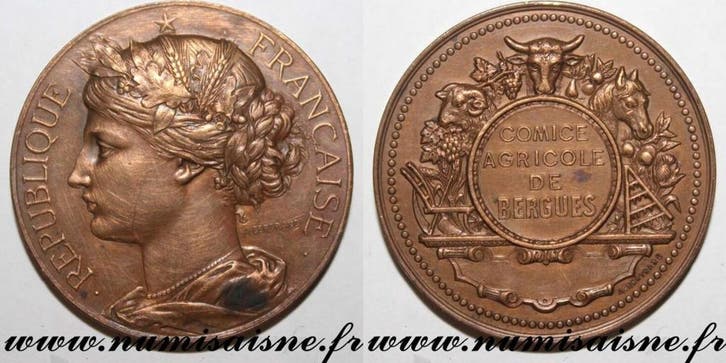 France Medaille Landwirtschaft Landwirtschaftlicher Verei..., Timbres & Monnaies, Pièces & Médailles, Envoi