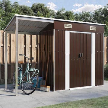vidaXL Tuinschuur met verlengd dak 277x107x181 cm staal, Verzenden, Nieuw