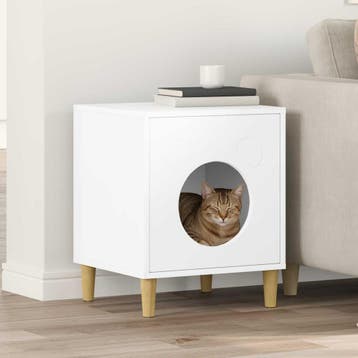 vidaXL Kattenhuis Wit 42,5 x 40 x 53 cm Bewerkt hout, Verzenden