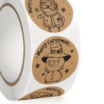Sluitstickers kerstetiketten merry christmas kraft