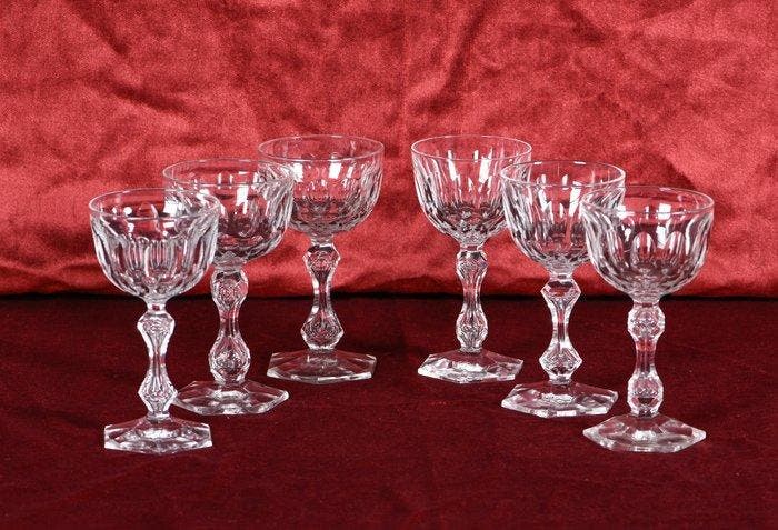 Mooi lot van 6 kristallen Val Saint Lambert glazen, model, Antiquités & Art, Antiquités | Verre & Cristal