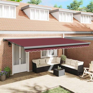 vidaXL Elektrische Zonneluifel 5 x 3 m Bordeauxrood 100%, Verzenden
