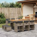 vidaXL 11-delige Tuinset met kussens poly rattan grijs, Verzenden, Nieuw, Tuinset