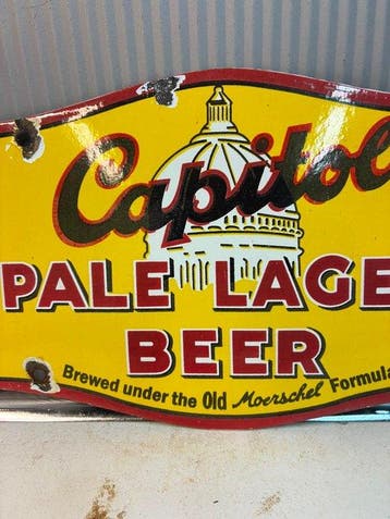 Capitol Pale Lager Beer – enseigne émaillée – style vintage