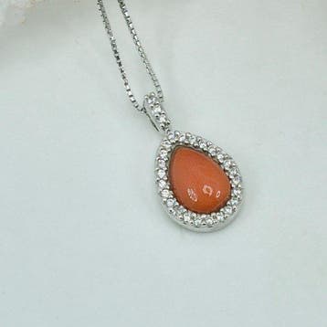 Corail - Argent, SANS RÉSERVE - Collier avec pendentif -