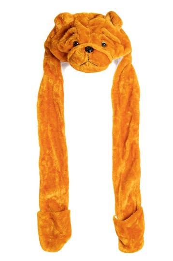 KIMU® Muts Wanten Bulldog Sjaalmuts met Oortjes Bruin Hond B, Ophalen of Verzenden, Nieuw