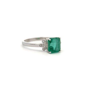Bague - 14 carats Or blanc - 1.71ct. tw. Émeraude - Diamant, Nieuw