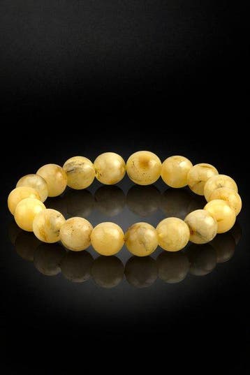 Barnsteen - Baltic Amber Bracelet – Round Cream Beads with