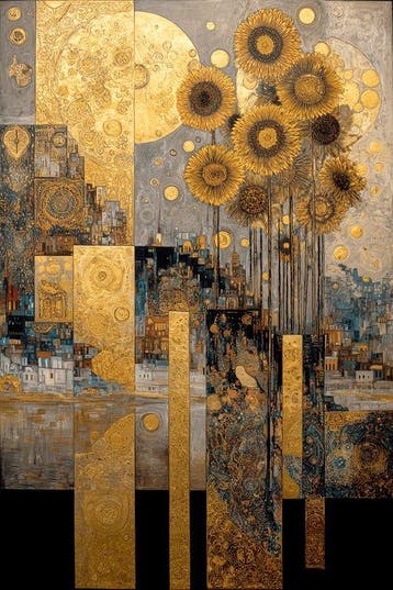Mrs Art Prime - The Nature Calmness in Gustav Klimt Style, Antiek en Kunst