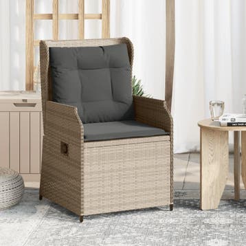 vidaXL Tuinstoelen 2 st verstelbaar met kussens poly rattan, Verzenden, Nieuw