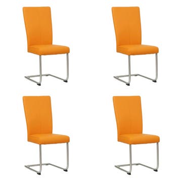 Set van 4 Leren eetkamerstoelen Dry - Toledo Mandarin, Ophalen of Verzenden