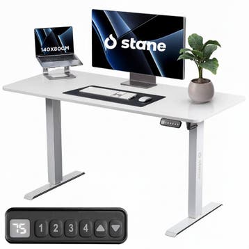 Stane Zit Sta Bureau Elektrisch Verstelbaar 140 x 80 cm Wit, Maison & Meubles, Verzenden