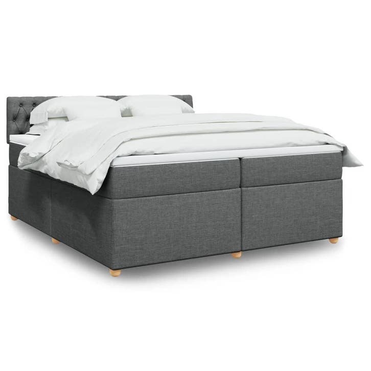 vidaXL Boxspring met matras stof donkergrijs 200x200 cm, Huis en Inrichting, Slaapkamer | Bedden, Nieuw, Verzenden