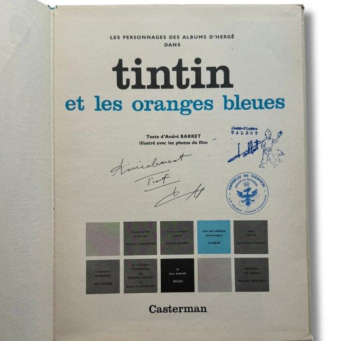 Tintin - Tintin Et Les Oranges Bleues + Dédicace avec, Boeken, Stripverhalen